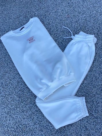 BİSİKLET YAKA SWEATSHİRT JOGGER PANTOLON TAKIM (BEYAZ)