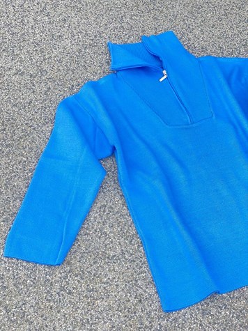 Boğazdan Fermuarlı Çelik Örgülü Oversize Kazak (Saks)