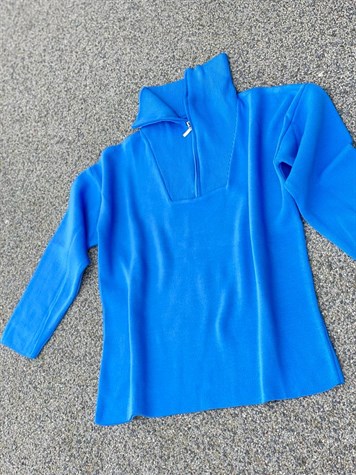 Boğazdan Fermuarlı Çelik Örgülü Oversize Kazak (Saks)