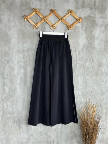 Bol Paça Gabardin Kumaş Kadın Pantolon (Siyah)