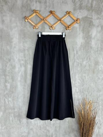 Bol Paça Gabardin Kumaş Kadın Pantolon (Siyah)