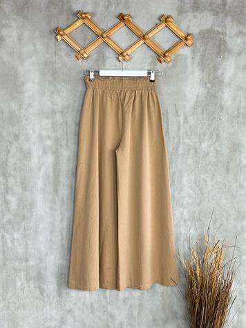 Bol Paça Gabardin Kumaş Kadın Pantolon (Camel)