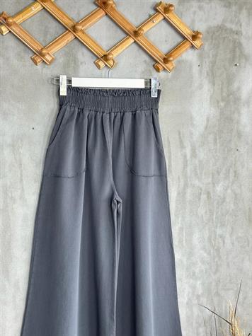 Bol Paça Gabardin Kumaş Kadın Pantolon (Antrasit)