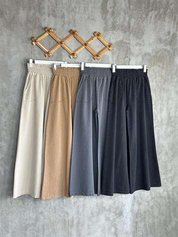 Bol Paça Gabardin Kumaş Kadın Pantolon (Camel)