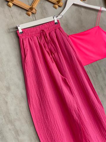 Bürümcük Kumaş Şalvar Model Pantolon (Fuşya)