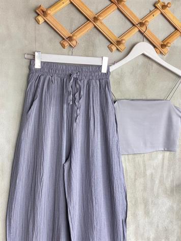 Bürümcük Kumaş Şalvar Model Pantolon (Gri)