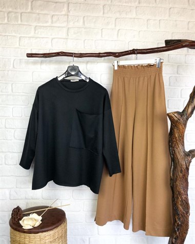 büyük cepli salaş sweatshirt (siyah)