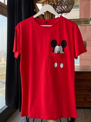 Cebi Mickey Mouse Taş Detaylı Tunik Tshirt (KIRMIZI)