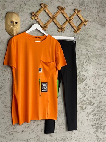 Cep Detaylı Neon Renkli Tunik Tshirt