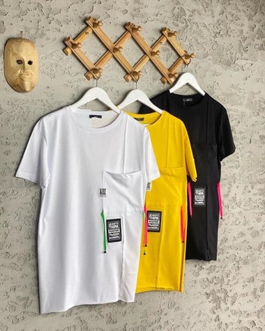 Cep Detaylı Soft Renkli Tunik Tshirt