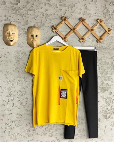 Cep Detaylı Soft Renkli Tunik Tshirt
