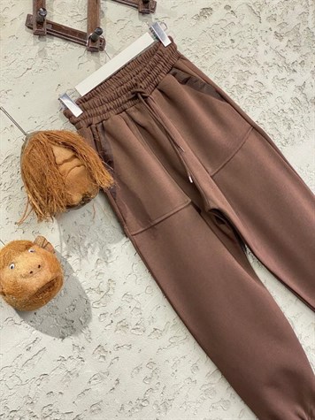 Çift Cepli Şerit Detaylı Jogger Eşofman (Kahve)