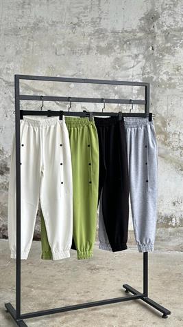 Çıtçıt Detaylı Paça Lastikli Pantolon (Siyah)