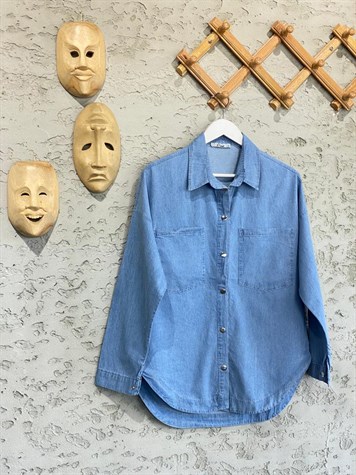 Çıtçıtlı Tensel Gömlek (Buz Mavisi)