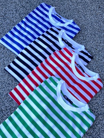 Çizgili Oversize Sweat (Mavi/Yeşil)