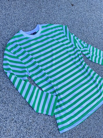 Çizgili Oversize Sweat (Mavi/Yeşil)