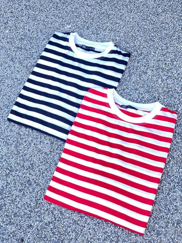 Çizgili Oversize Sweat (Siyah/Kırmızı)