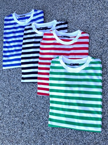 Çizgili Oversize Sweat (Siyah/Kırmızı)