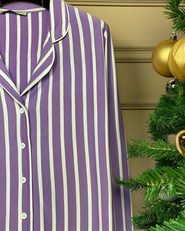 Çizgili Pijama Takımı (MOR)