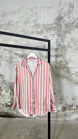 Çizgili Saten Gömlek (PEMBE)
