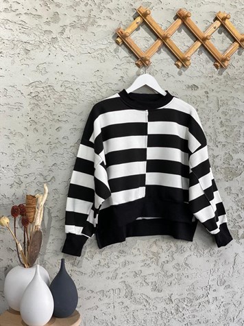 Çizgili Sweat (Siyah)
