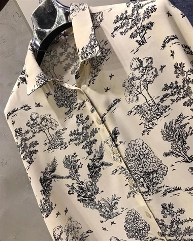 Coton Kumaş Ağaç Desenli Salaş Gömlek