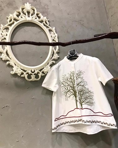Coton Kumaş Nakış Detaylı Gömlek