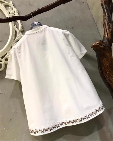 Coton Kumaş Nakış Detaylı Gömlek