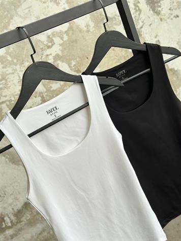 Dalgıç Kumaş Oval Kesim Atlet (Beyaz/Siyah)