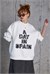 Dantel Nakış Yazılı Şardonlu Sweatshirt (Ekru)