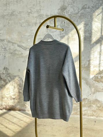 Denim Cep Detaylı Hırka (Gri)