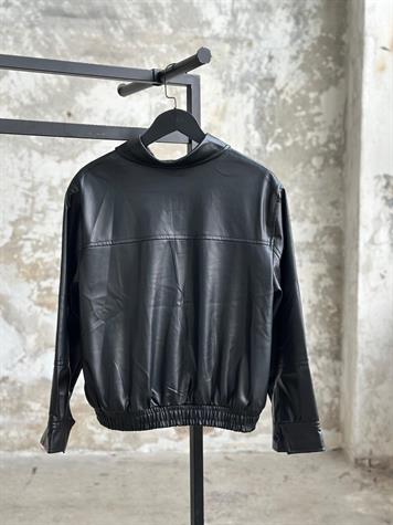 Deri Bomber Ceket (Siyah)