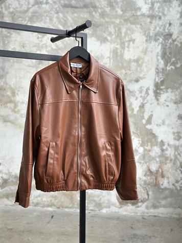 Deri Bomber Ceket (Taba)