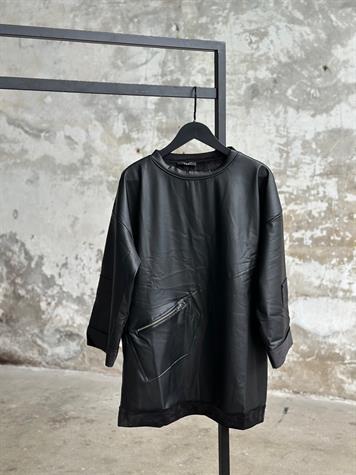 Deri İçi Nubuk Kumaş Tunik Sweat (Siyah)