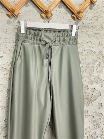Deri Joger Model Pantolon (Mint Yeşili)