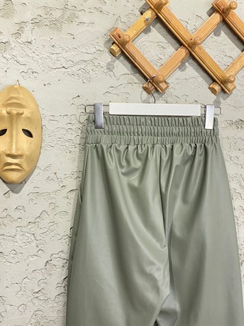 Deri Joger Model Pantolon (Mint Yeşili)