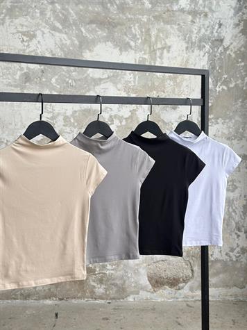Dik Yaka T-shirt (Bej/Gri/Siyah/Beyaz)