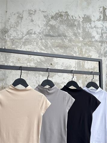 Dik Yaka T-shirt (Bej/Gri/Siyah/Beyaz)
