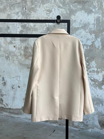 Dokuma Düğme Detaylı Blazer Ceket (Bej)