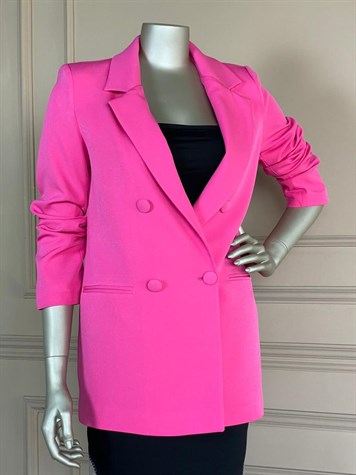 Düğme Detaylı Blazer Ceket (Fuşya)