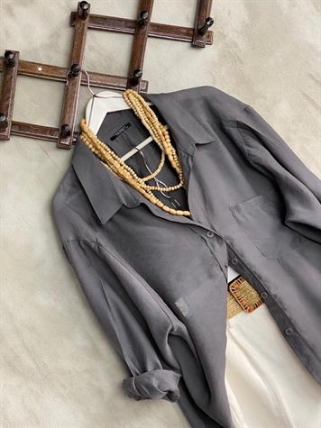 Düşük Omuzlu Oversize Gömlek (Antrasit)