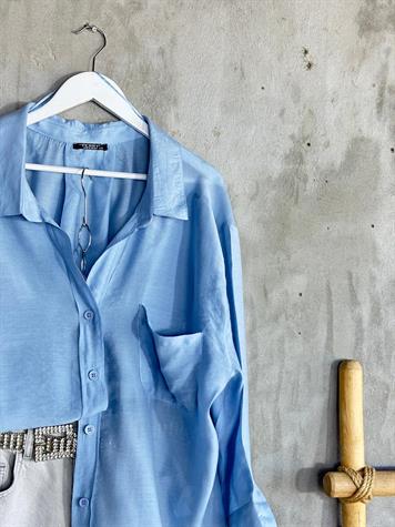 Düşük Omuzlu Oversize Gömlek (İndigo)