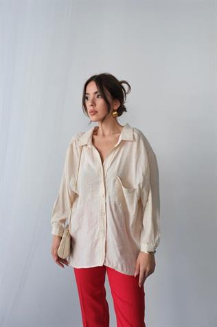 Düşük Omuzlu Oversize Gömlek (Bej)