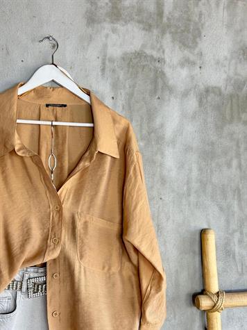 Düşük Omuzlu Oversize Gömlek (Camel)