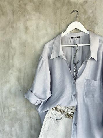 Düşük Omuzlu Oversize Gömlek (Gri)