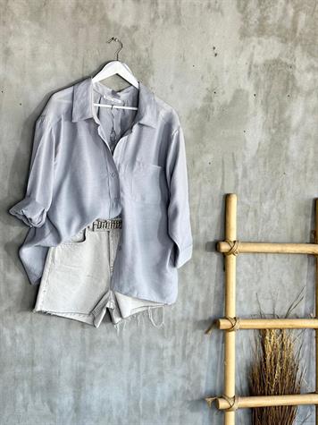 Düşük Omuzlu Oversize Gömlek (Gri)