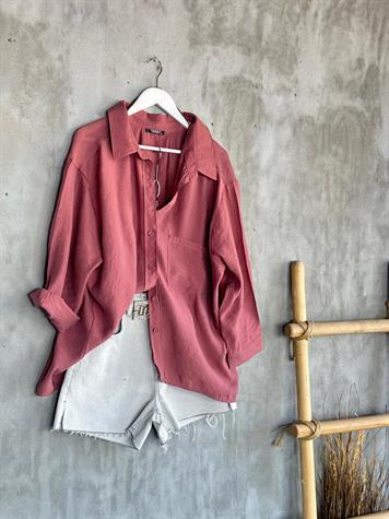 Düşük Omuzlu Oversize Gömlek (Kiremit)