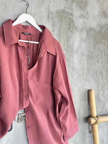 Düşük Omuzlu Oversize Gömlek (Kiremit)