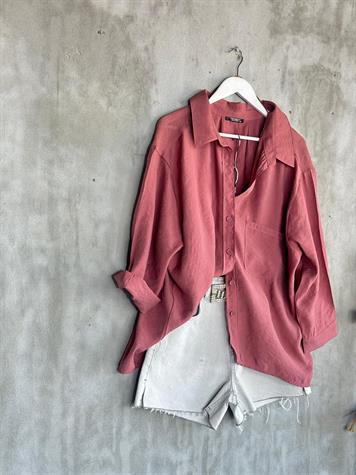 Düşük Omuzlu Oversize Gömlek (Kiremit)