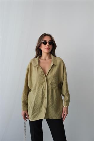 Düşük Omuzlu Oversize Gömlek (Haki)